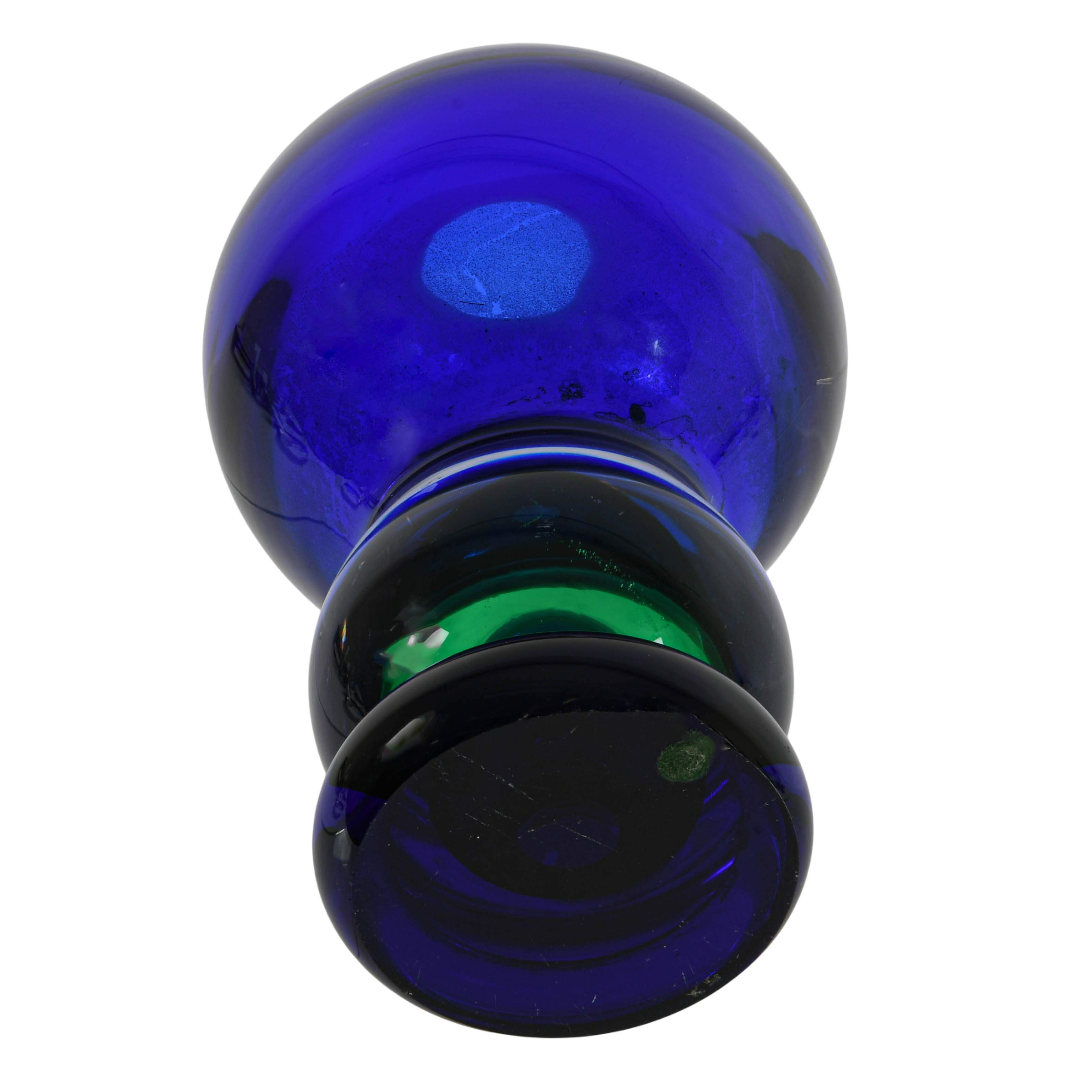 Blue and Green Art Glass Ball Vase-5