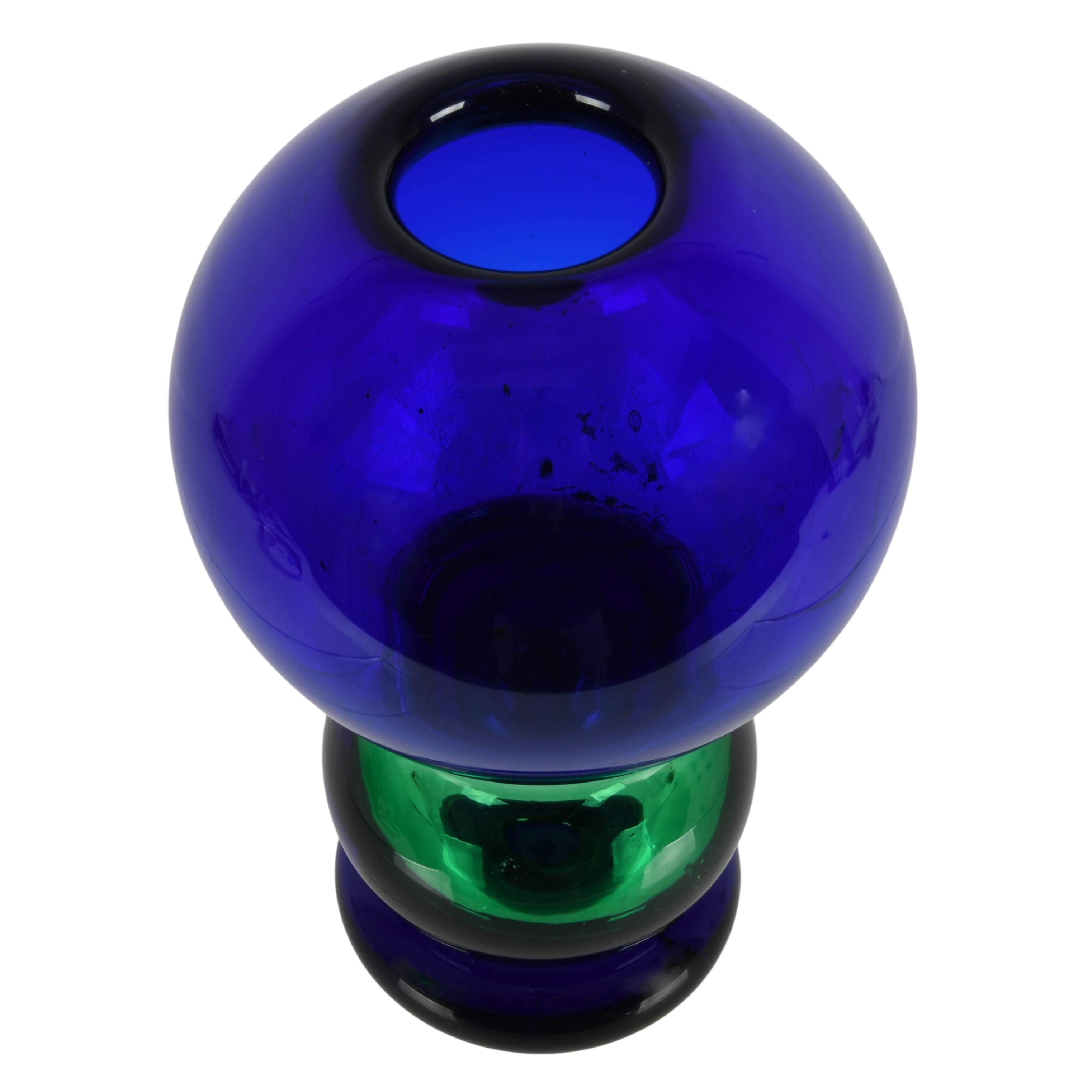 Blue and Green Art Glass Ball Vase-3