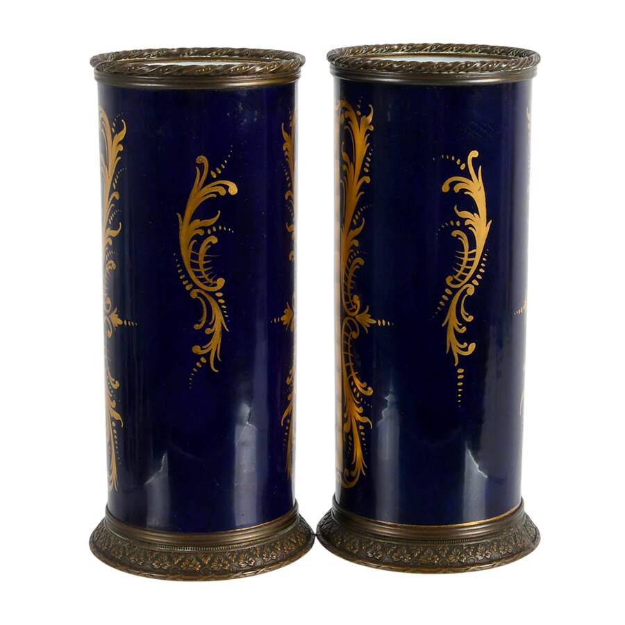 Pair of Broqua & Scholberg Sèvres Style Cylindrical Vases-3