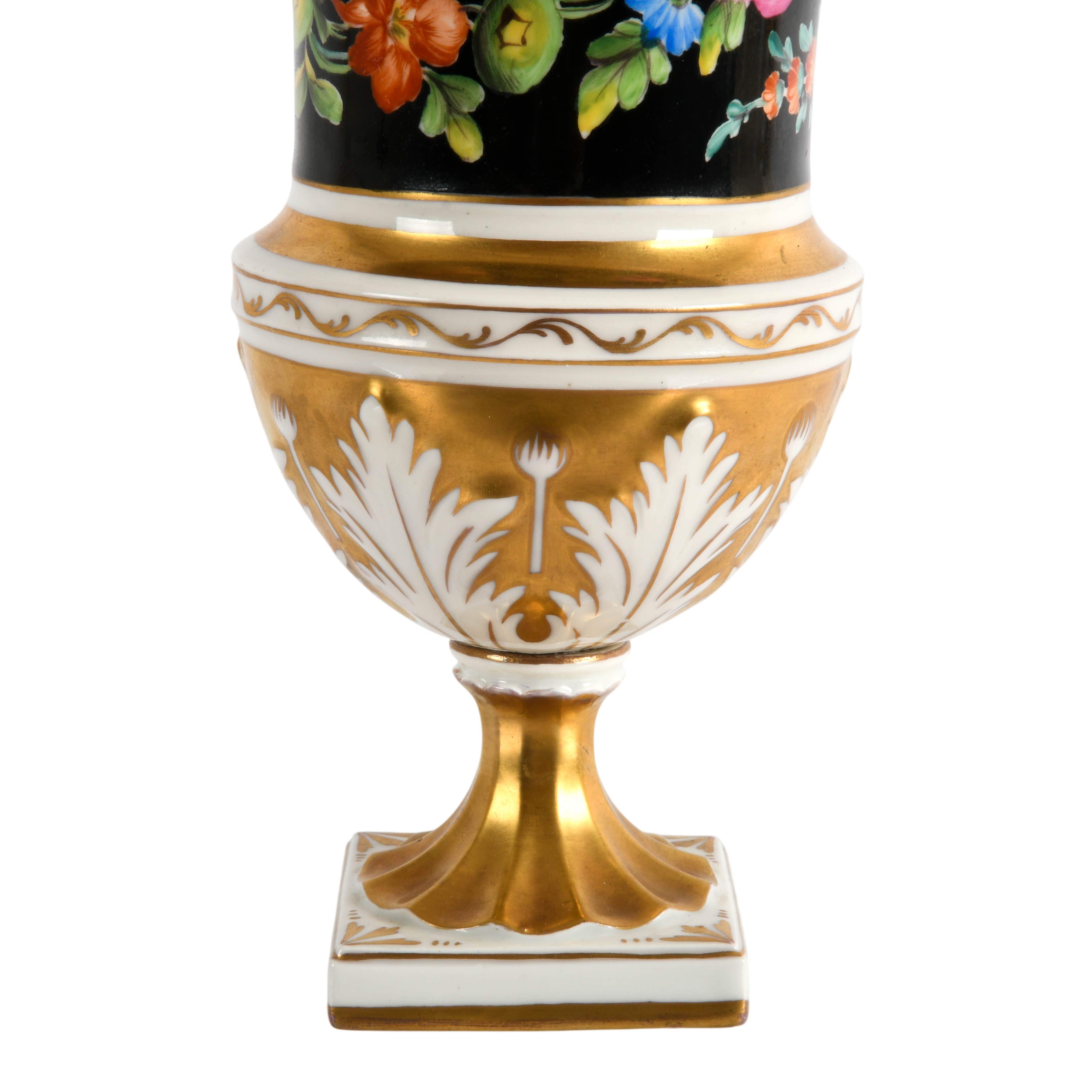 Dresden Germany Floral Porcelain Urn Vase-3