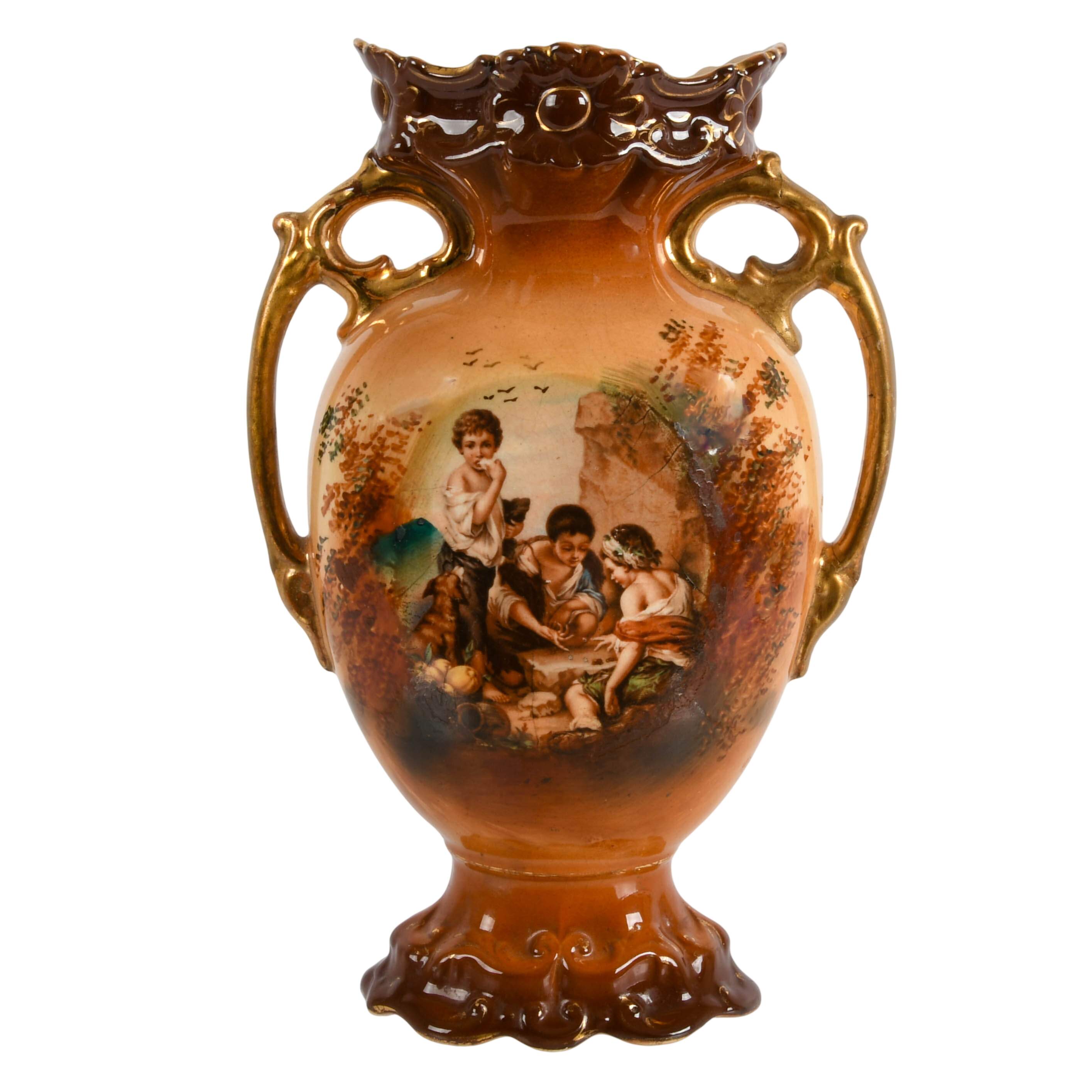 Late Victorian Twin Handled Games of Chance Vase-1