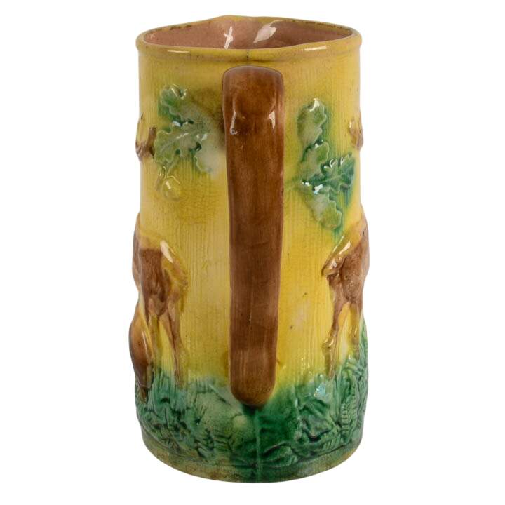 Antique 19th Century Majolica Deer Pitcher-3