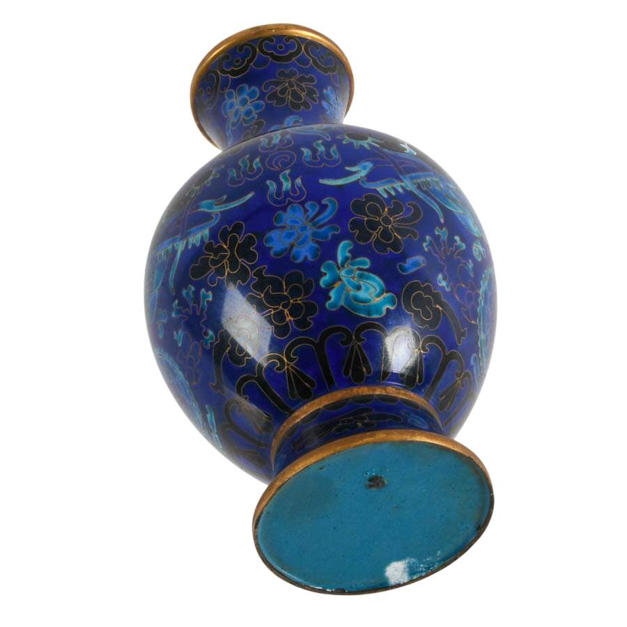 Blue Floral Cloisonné Vase-4