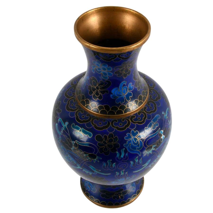 Blue Floral Cloisonné Vase-3