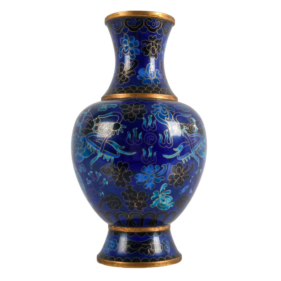 Blue Floral Cloisonné Vase-2