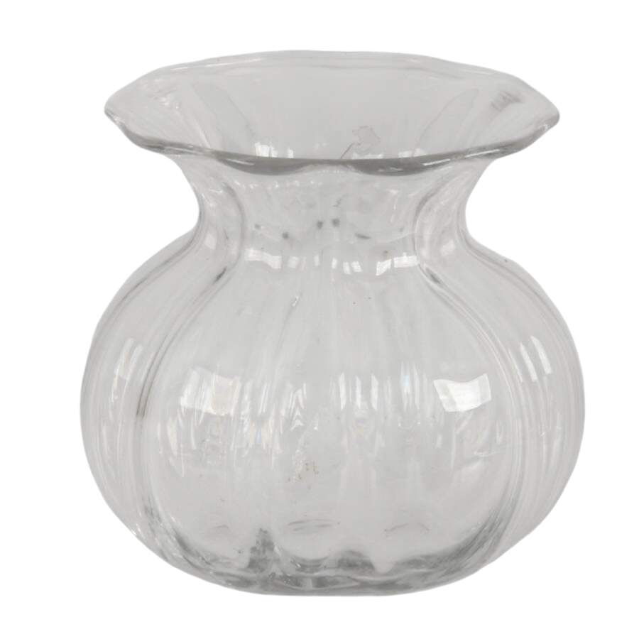 Artist Signed Swedish Ribbed Glass Anemone Vase-1