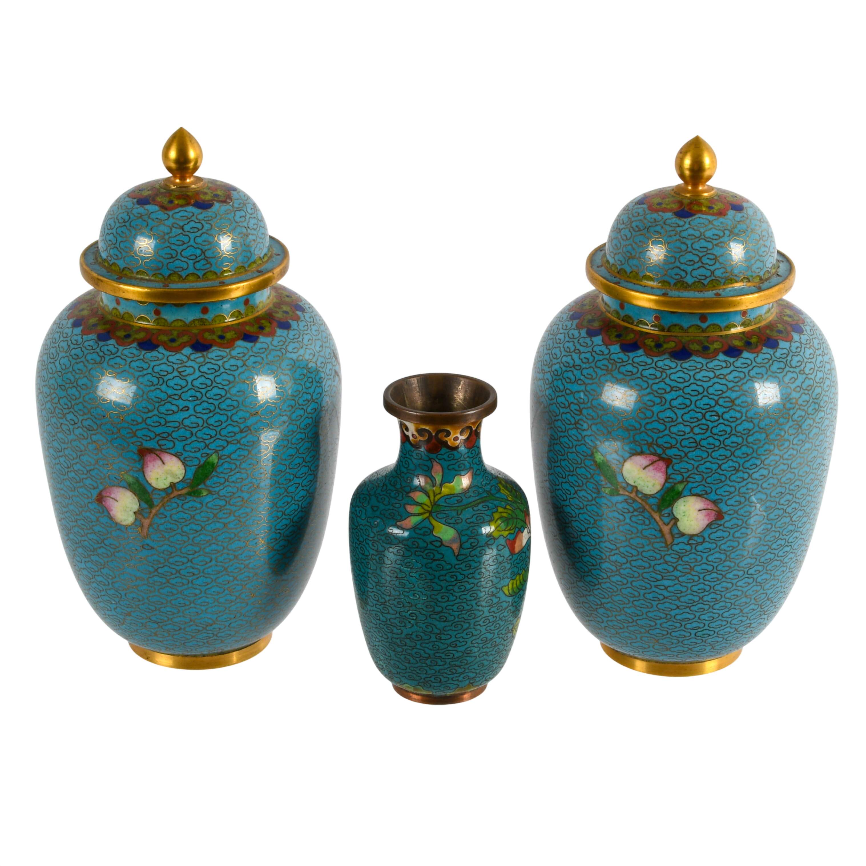 Grouping of Three Chinese Cloisonné Vases-3