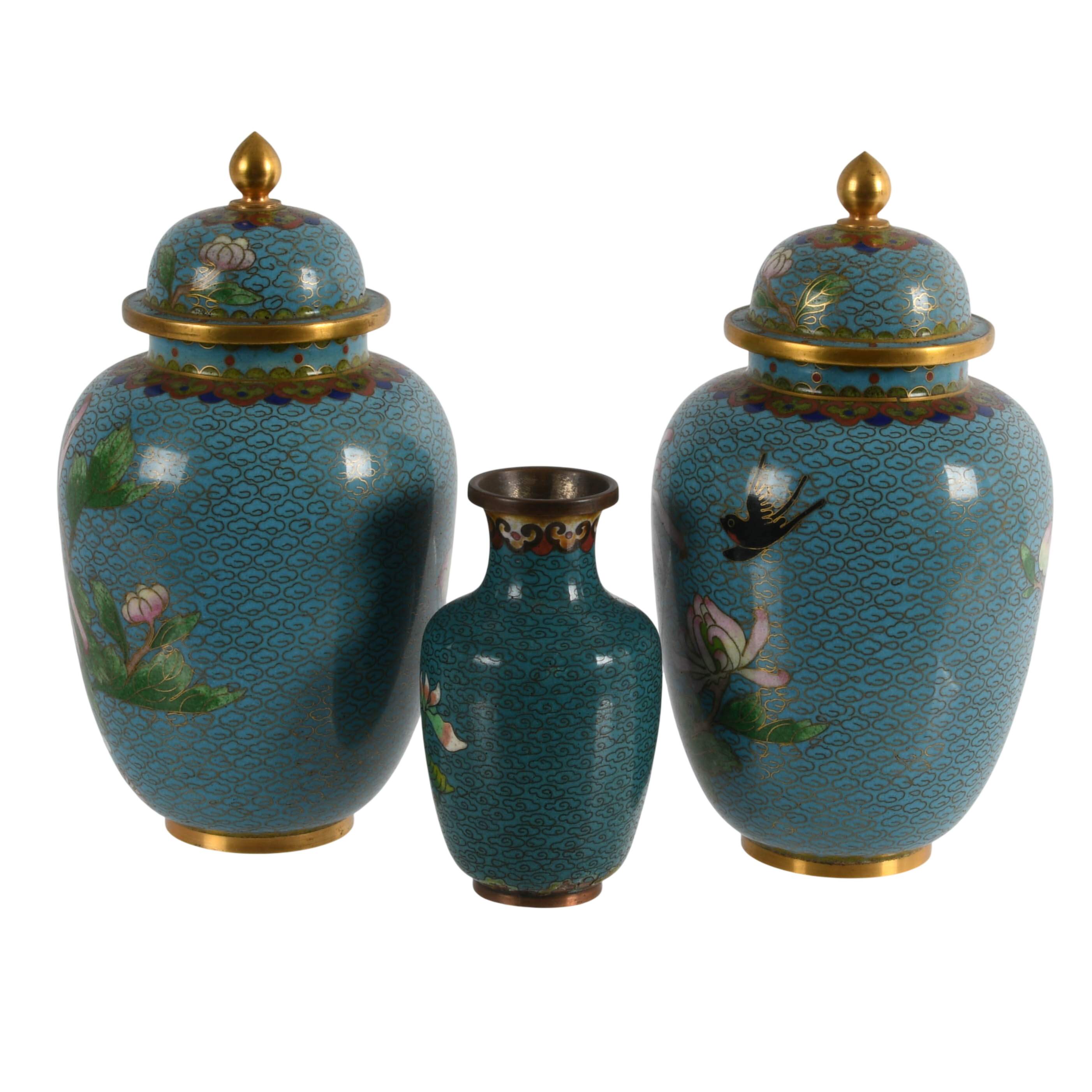 Grouping of Three Chinese Cloisonné Vases-2