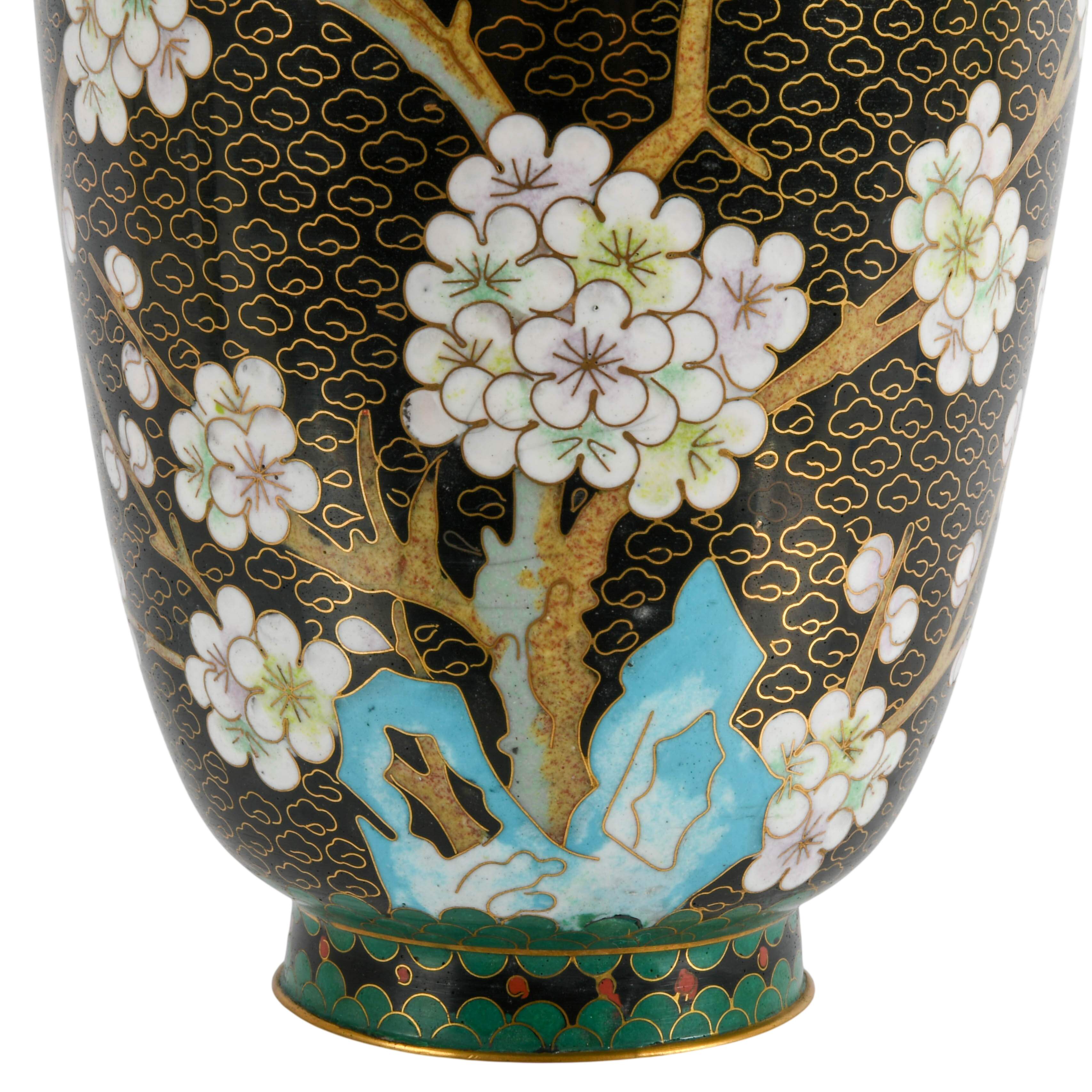 Chinese Famille Noire Cloisonné Vase-5