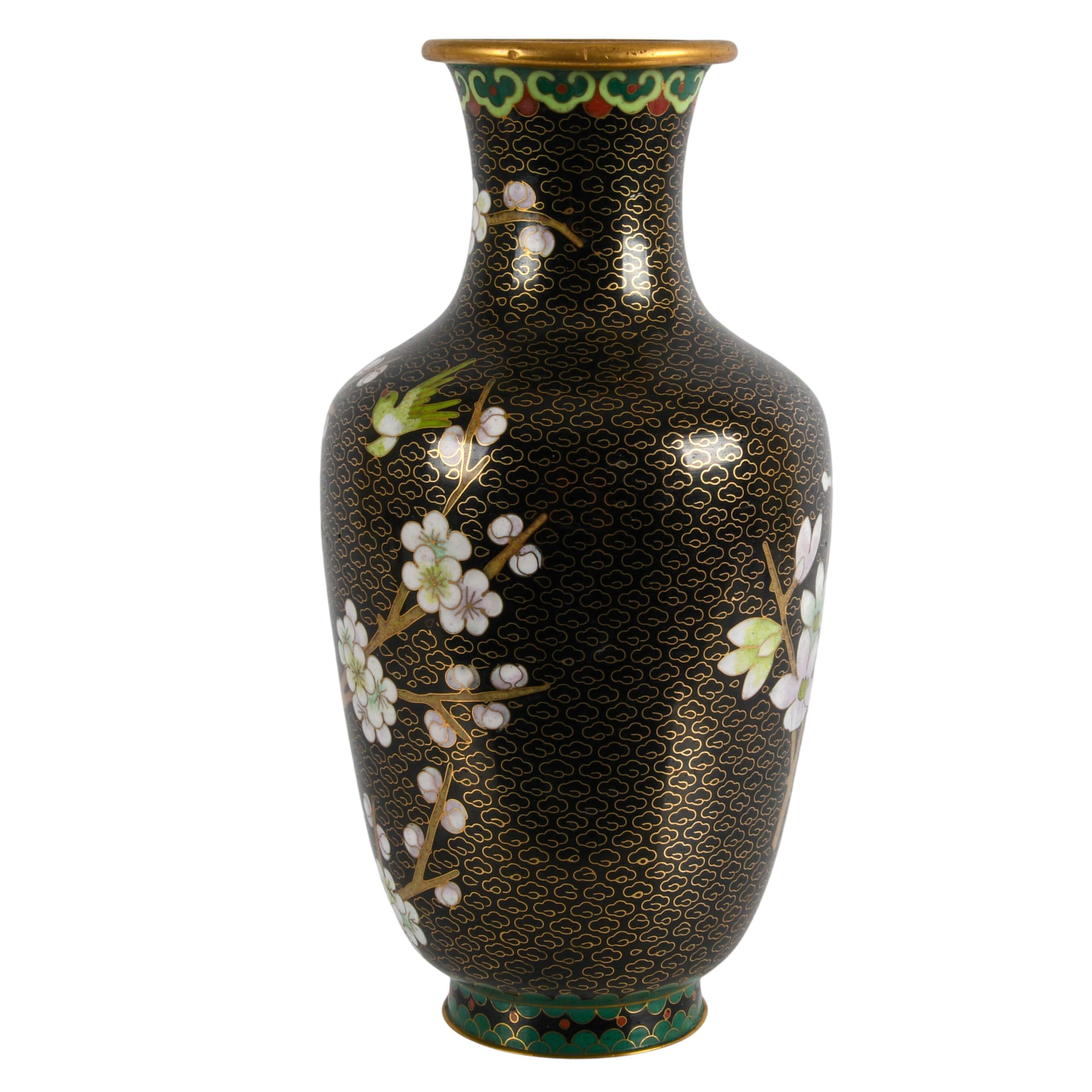 Chinese Famille Noire Cloisonné Vase-2