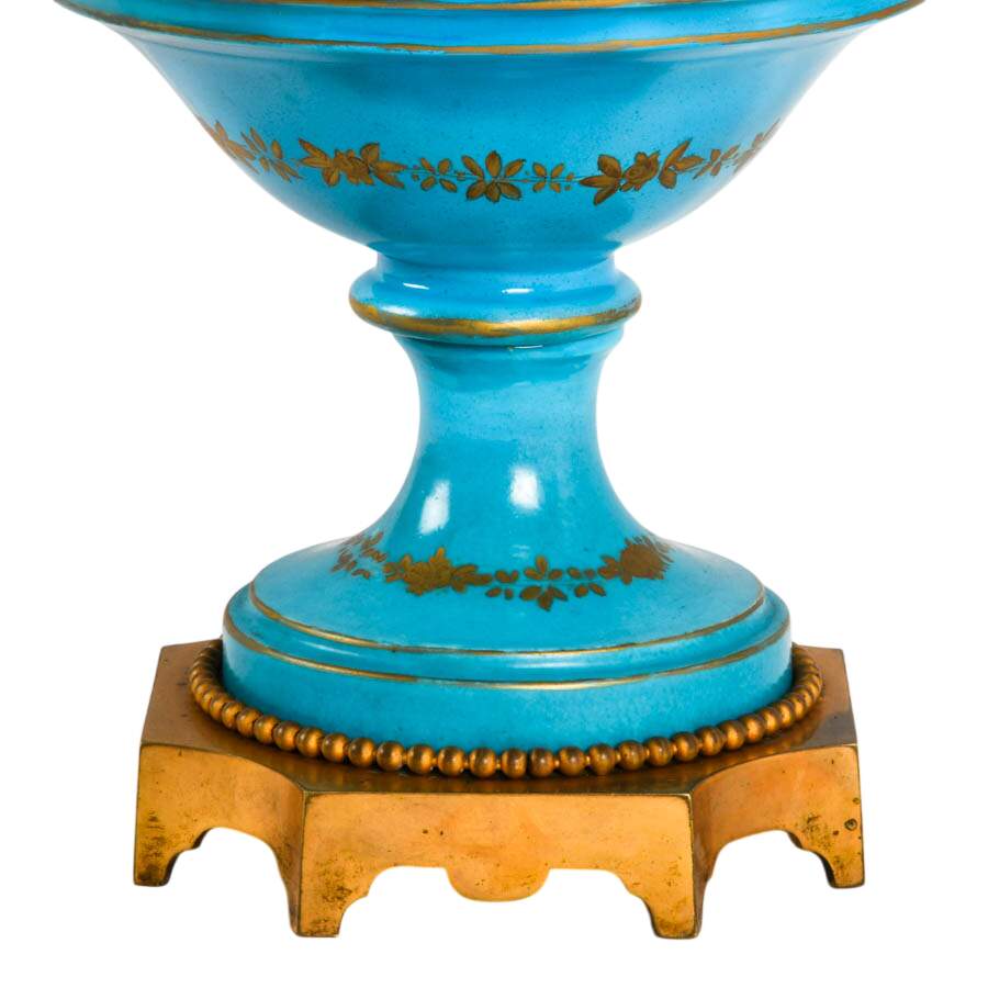 French Sèvres Painted Porcelain Urn with Doré Bronze Mounts-5