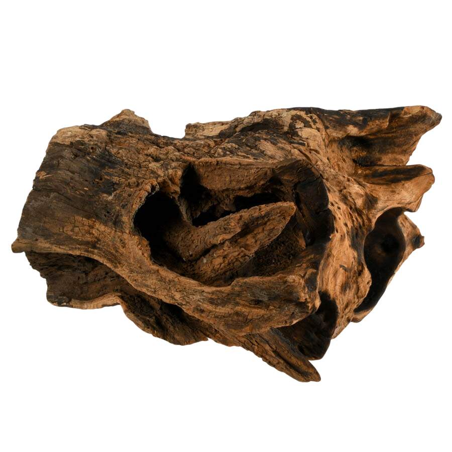 Large Sculptural Molten Glass Vase on Wood Root Base-6