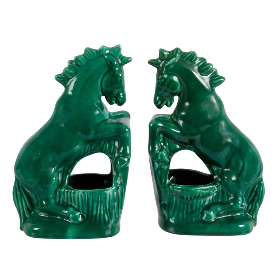 Pair of Mid-Century Modern Ceramic Horse Planters-3
