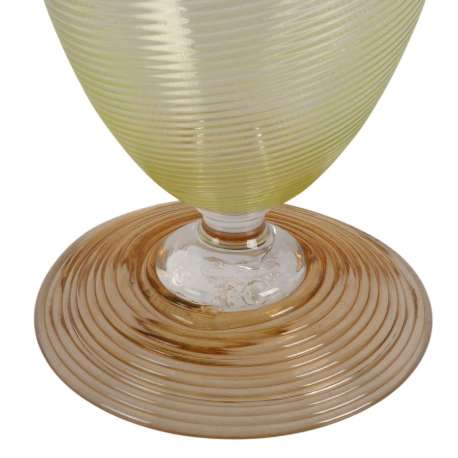Signed Studio Paran Chartreuse Swirled Blown Glass Vase-5