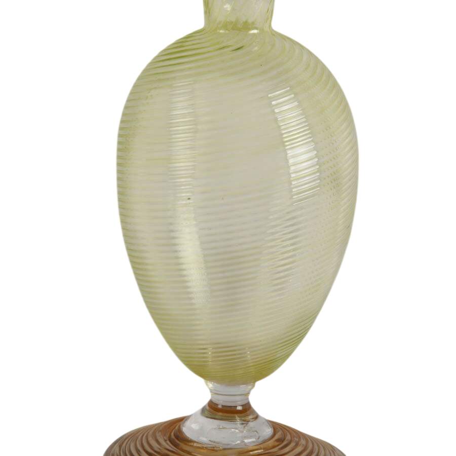 Signed Studio Paran Chartreuse Swirled Blown Glass Vase-4