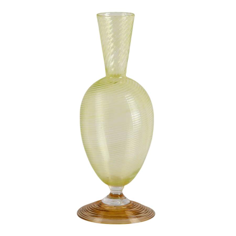 Signed Studio Paran Chartreuse Swirled Blown Glass Vase-1