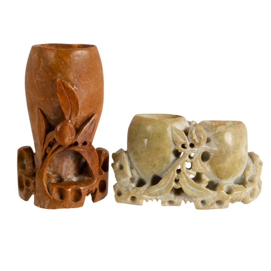 Trio of Chinese Soapstone Brush Pots-5