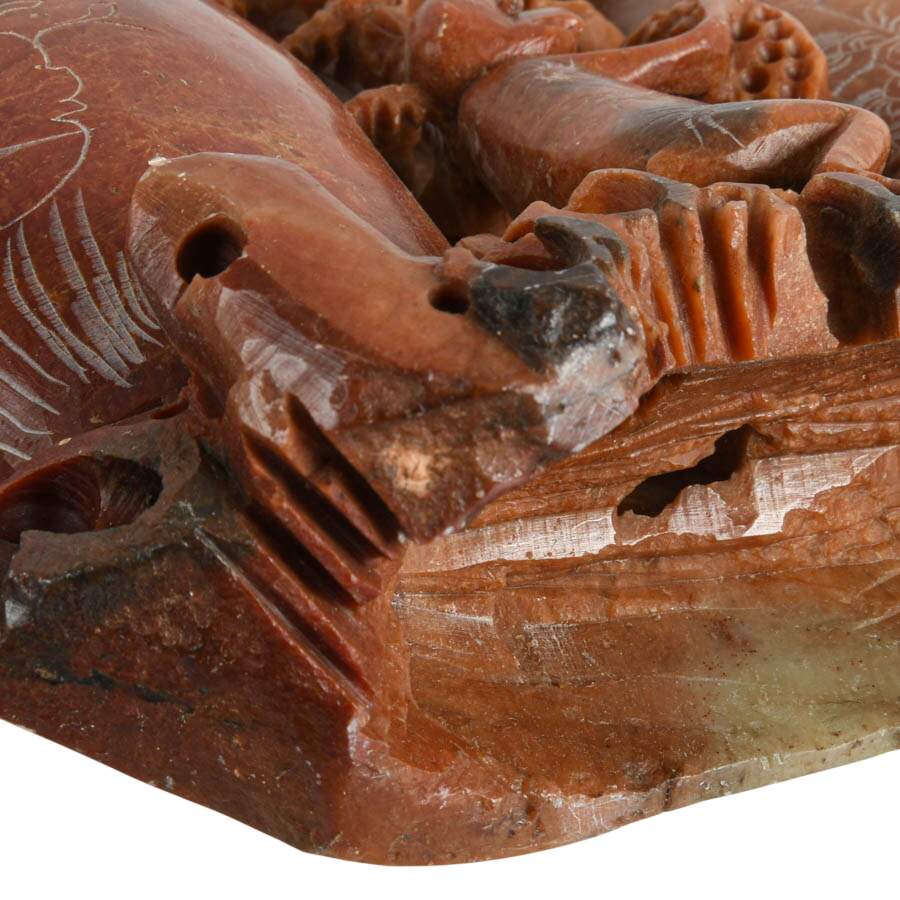 Chinese Carved Soapstone Monkey Vases-9