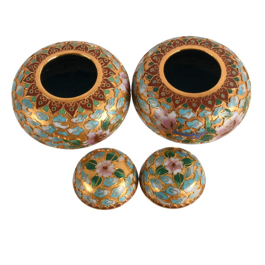 Pair of Chinese Cloisonné Miniature Trinket Jars-4