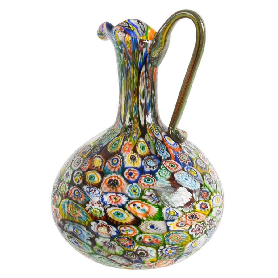Hand-Blown Millefiori Art Glass Pitcher Attributed to Fratelli Toso-2