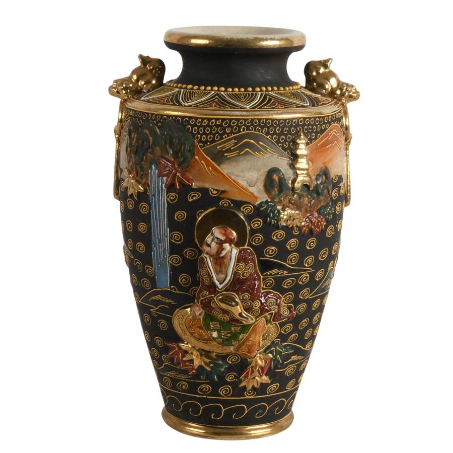 Antique Pair of Japanese Satsuma Earthenware Vases-8