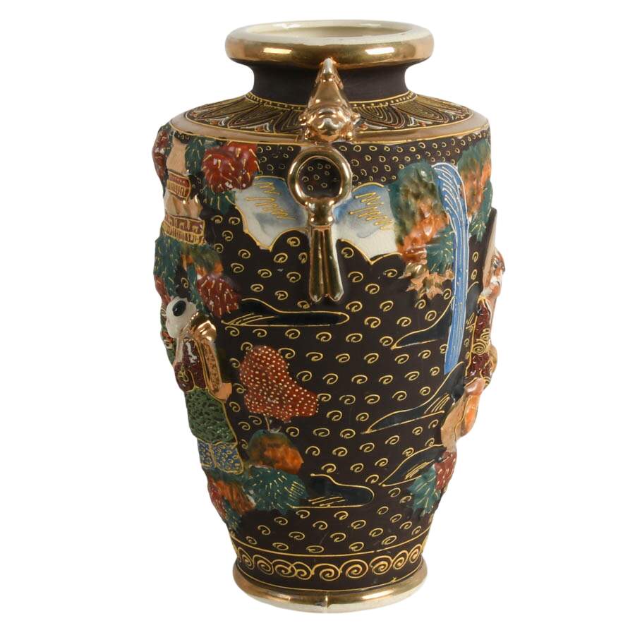 Antique Pair of Japanese Satsuma Earthenware Vases-3