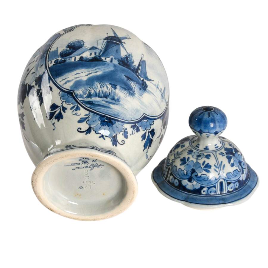 Antique Joost Thooft & Labouchere Royal Delft Covered Jar-8