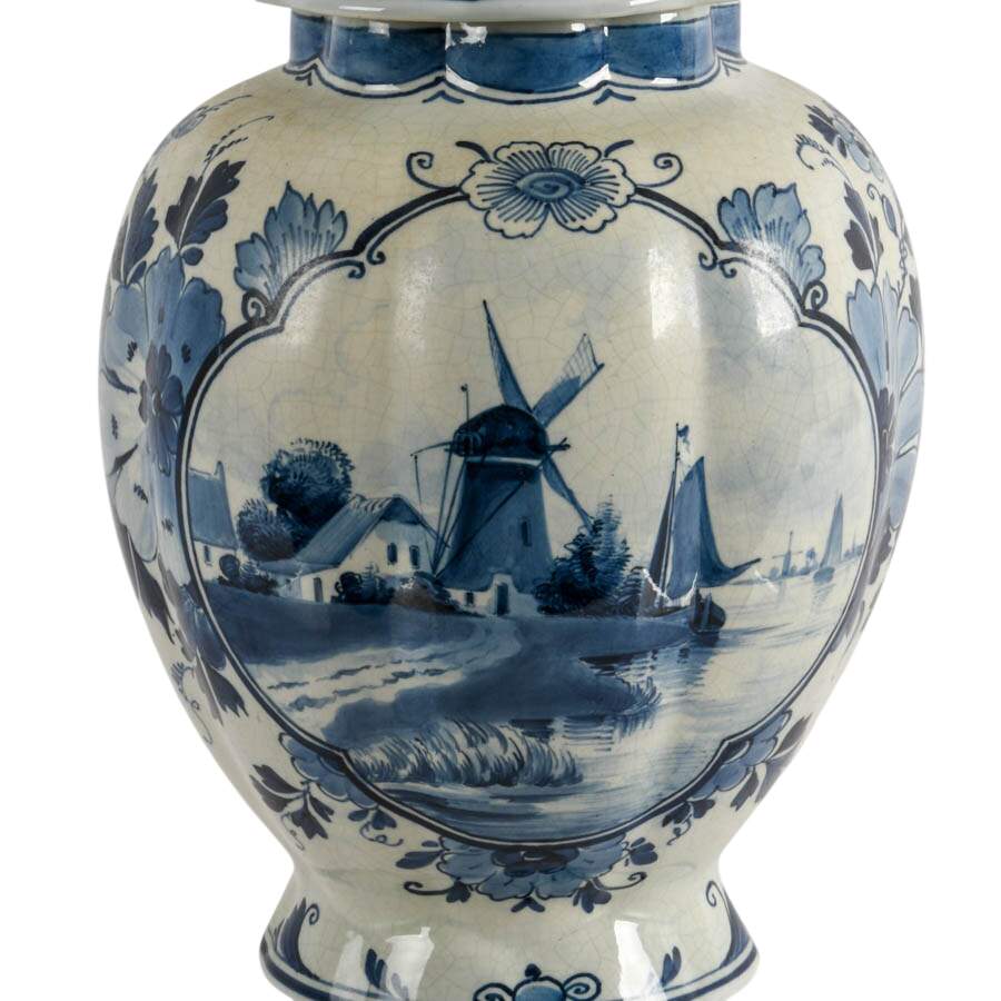 Antique Joost Thooft & Labouchere Royal Delft Covered Jar-3