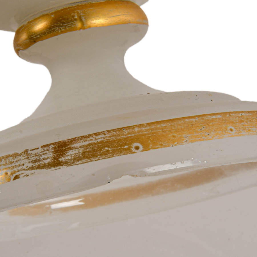Antique Louis-Philippe Opaline Gold Painted Glass Vase-2