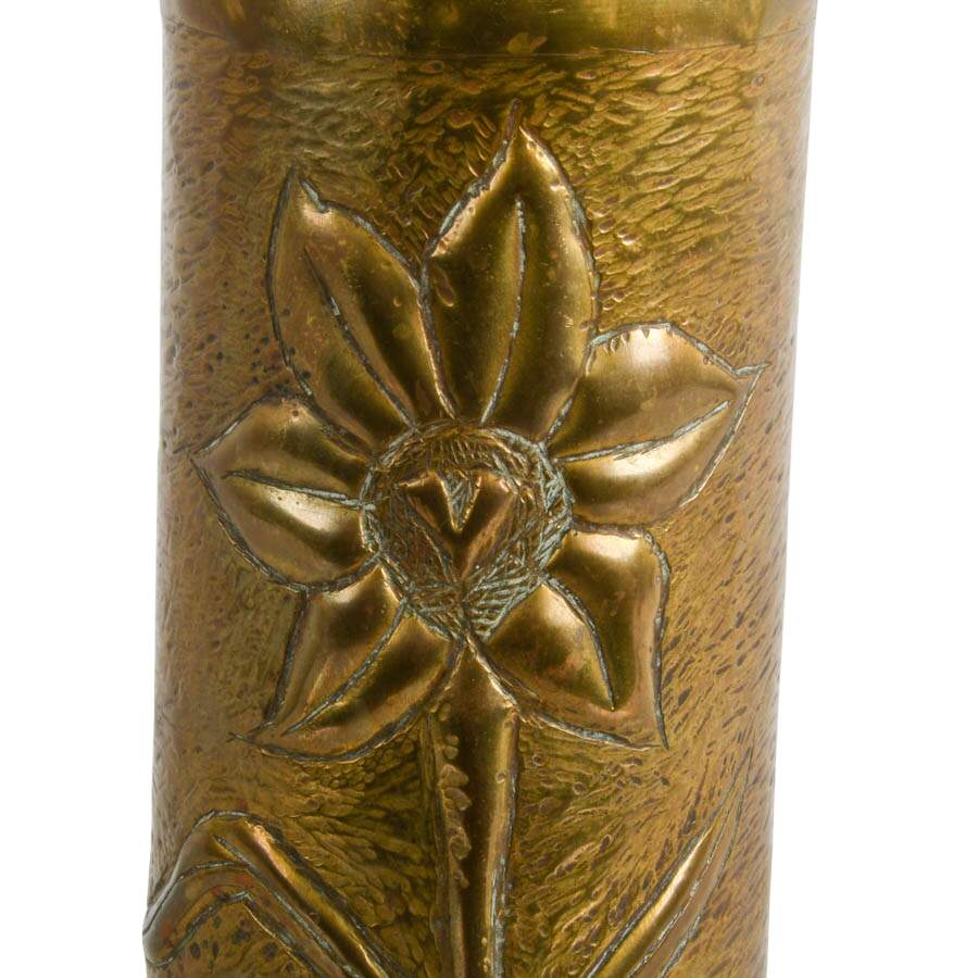 WWI Remington UMC Brass Trench Art Floral Shell Case Vase-2