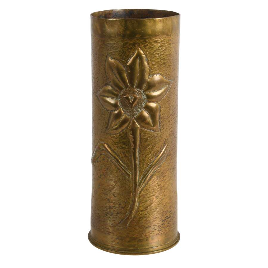 WWI Remington UMC Brass Trench Art Floral Shell Case Vase-1