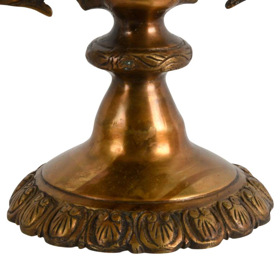 Cast Bronze Handled Pedestal Vase with Cherub Motif-3