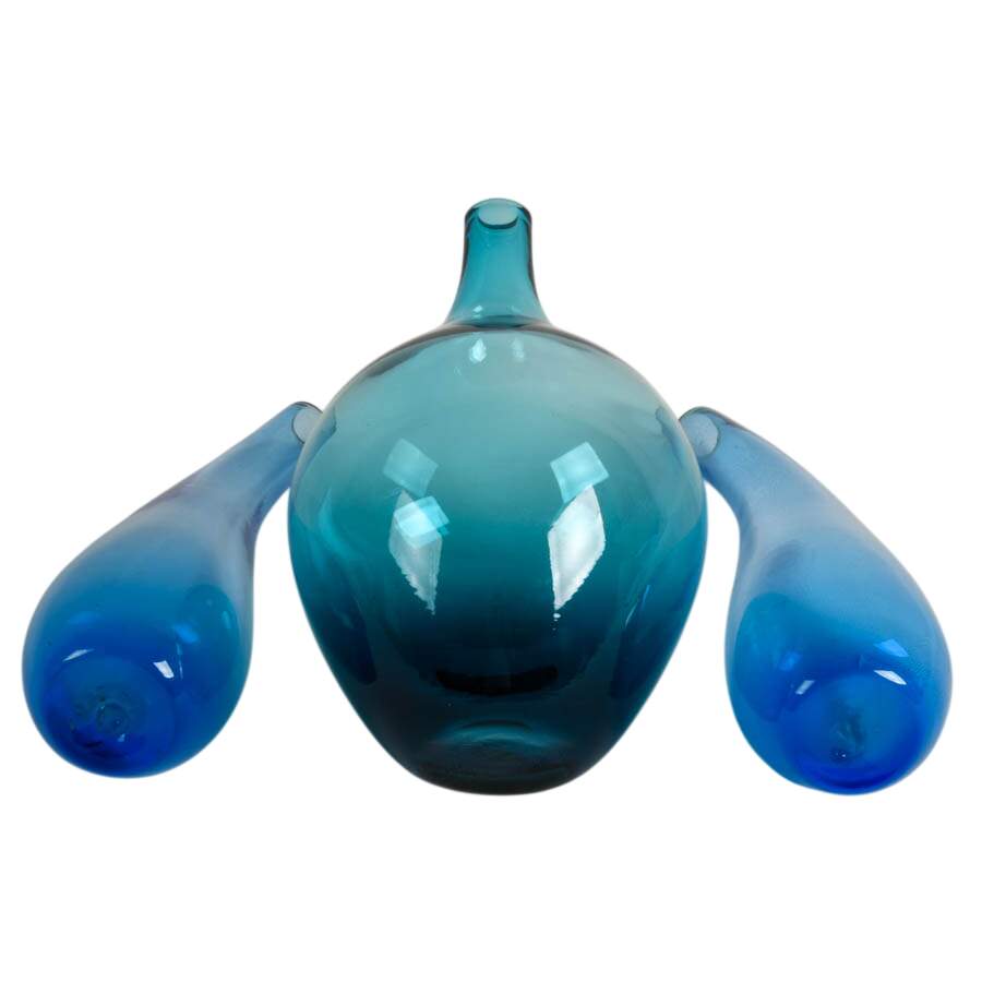 Four Blue Glass Vases-5