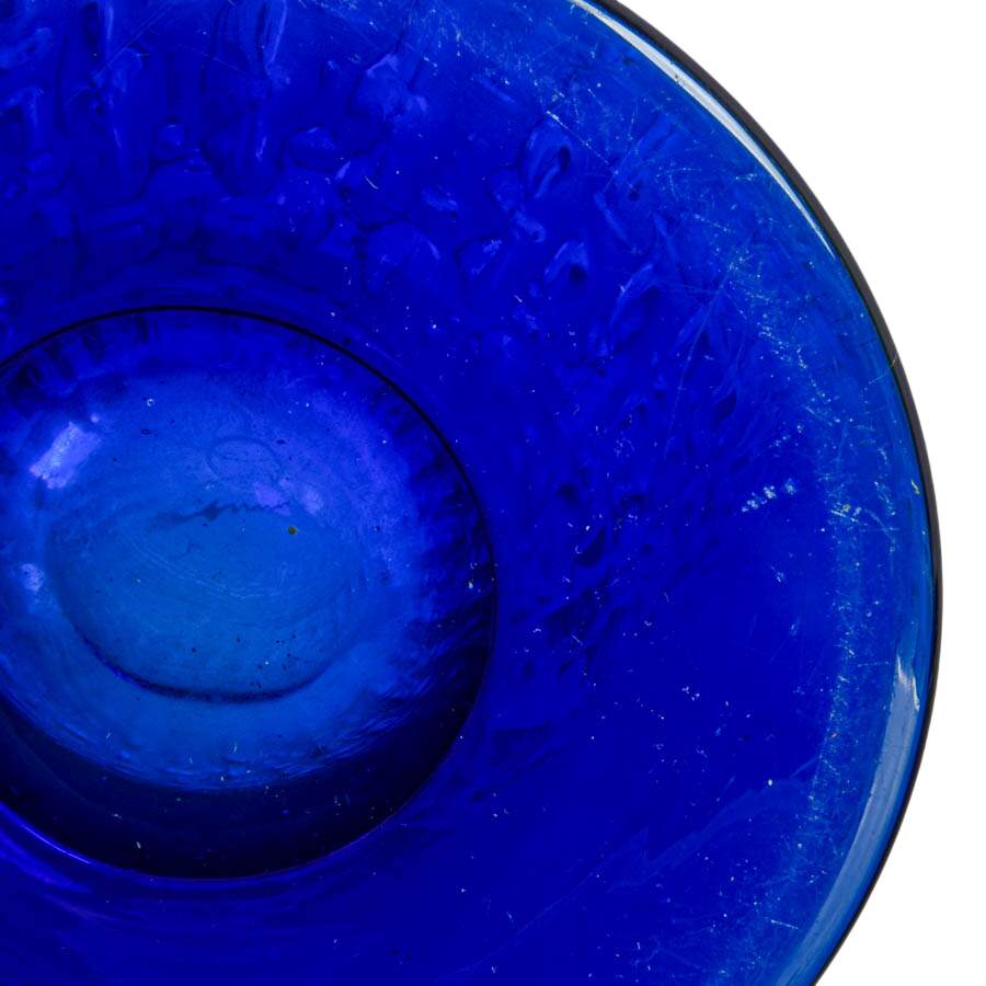 Cobalt Optic Glass Vase Attributed to Block Crystal-4
