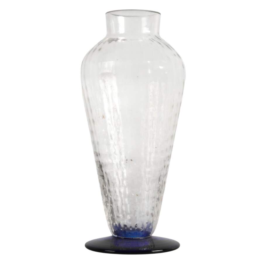 Cobalt Optic Glass Vase Attributed to Block Crystal-2