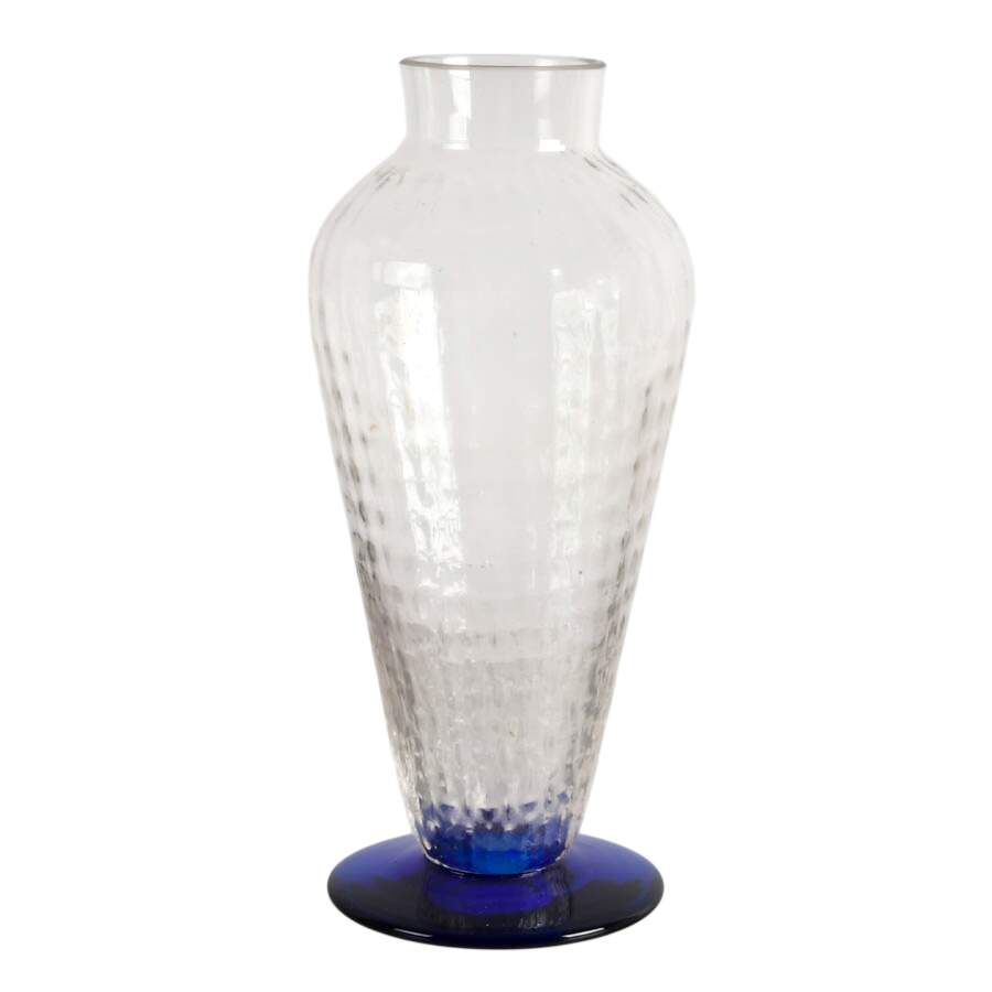 Cobalt Optic Glass Vase Attributed to Block Crystal-1