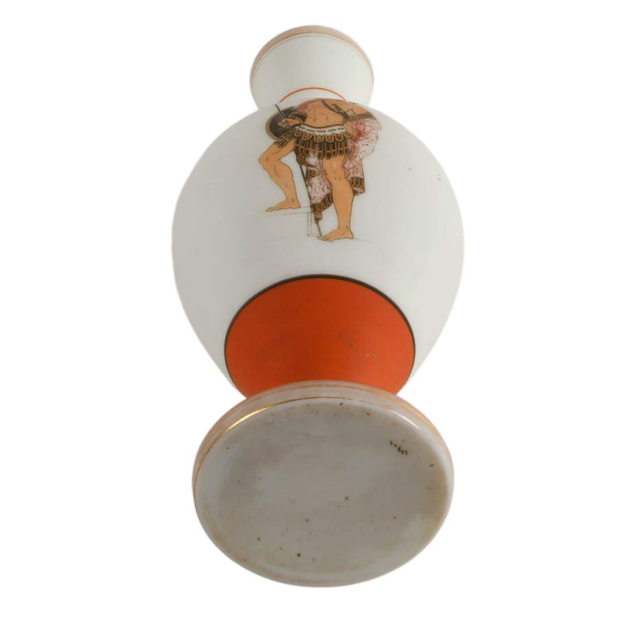 Vintage Orange and White Etruscan-Style Glass Vase Attributed to Harrach-6
