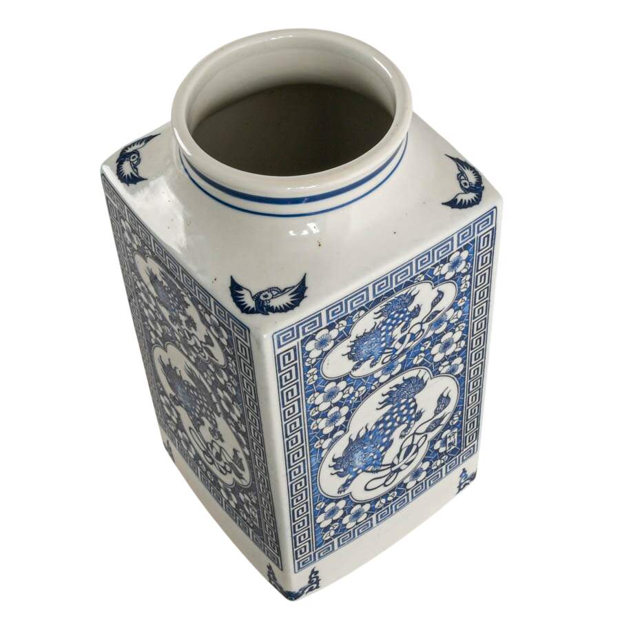 Andrea by Sadek Blue and White Imperial Lion Porcelain Vase-3