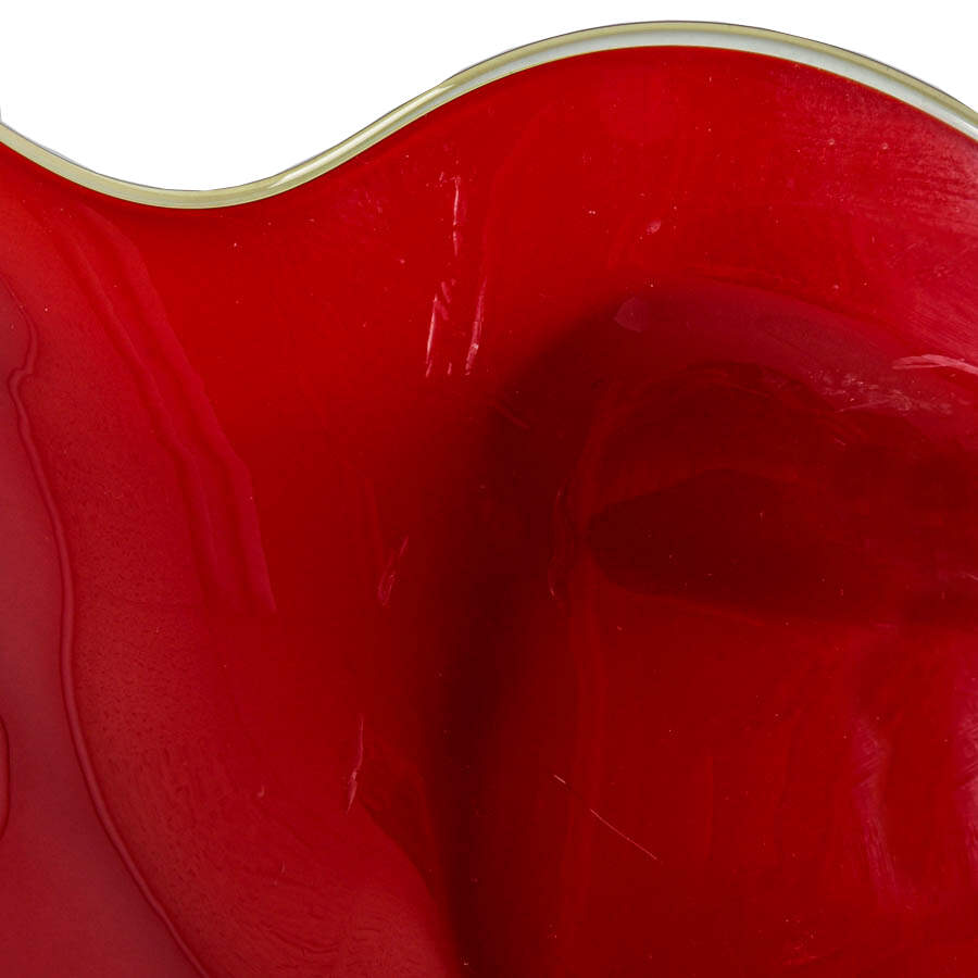 Signed Hand-Blown Crimson Art Glass Centerpiece-6