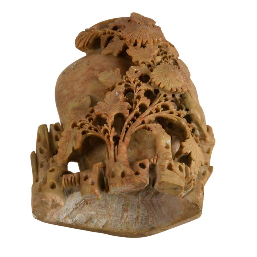 Artisanal Carved Soapstone Floral Home Accent-10