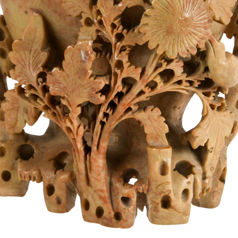 Artisanal Carved Soapstone Floral Home Accent-7