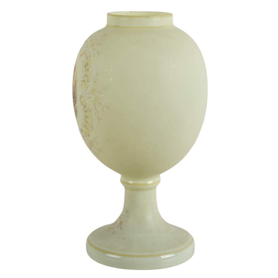 Victorian Hand-Painted Bristol Glass Cherub Motif Vase-2