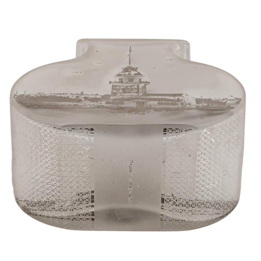 Pasabahce Turkish Glass Vase with Istanbul Maiden's Tower Scene-4