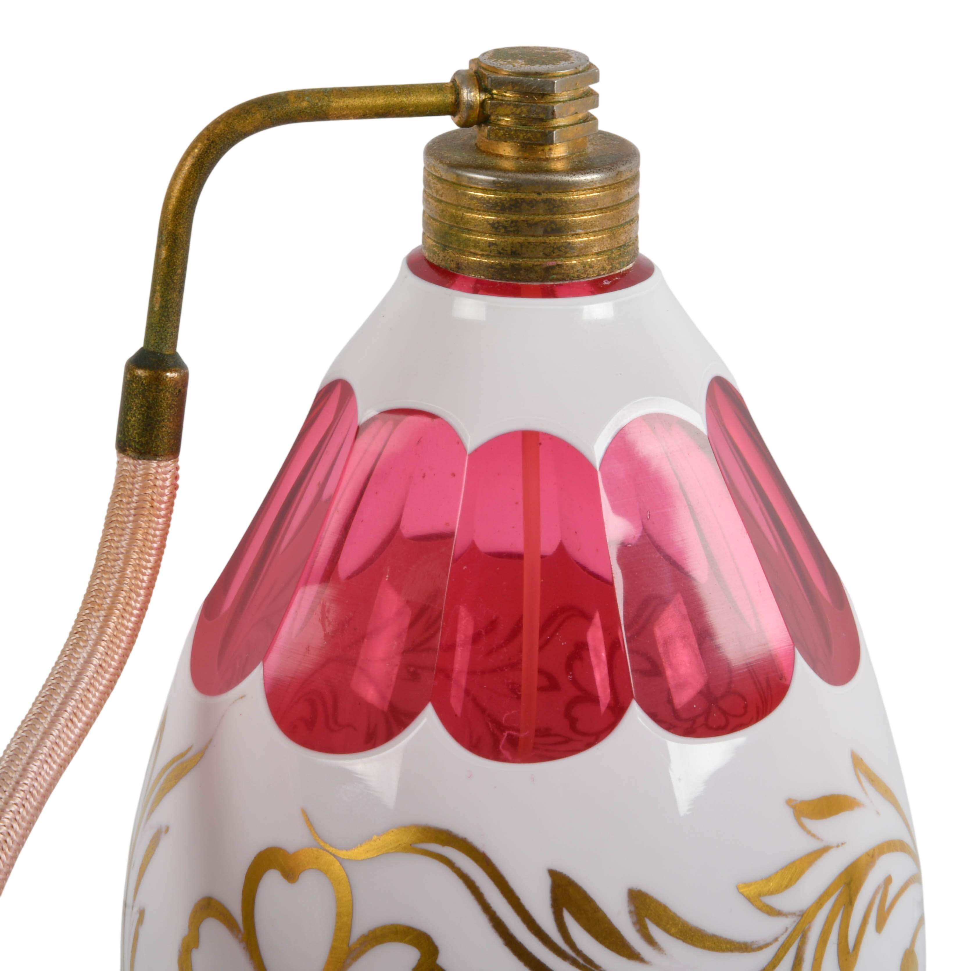 Antique Bohemian Glass Set of Perfume Atomizer and Decanter-8