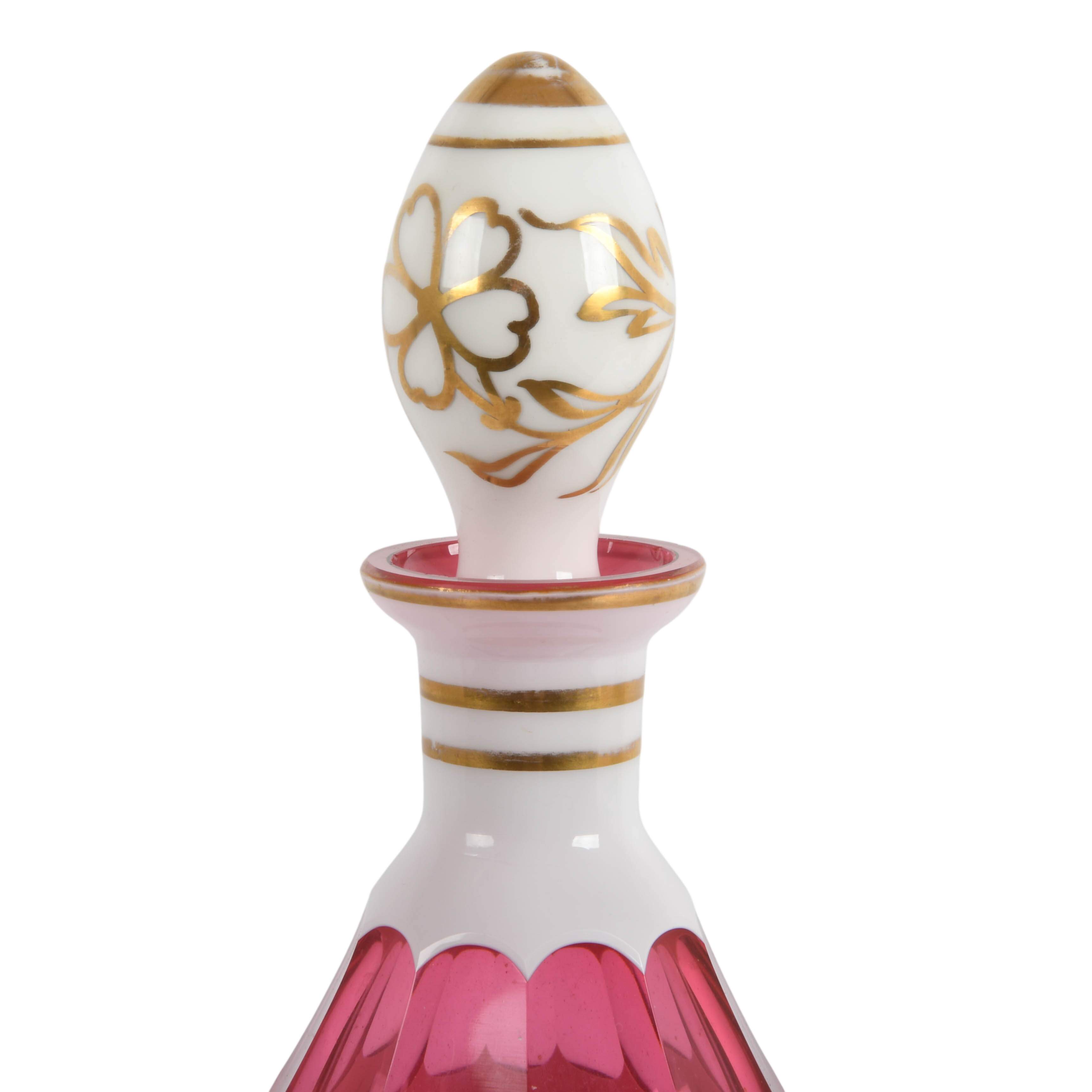 Antique Bohemian Glass Set of Perfume Atomizer and Decanter-4