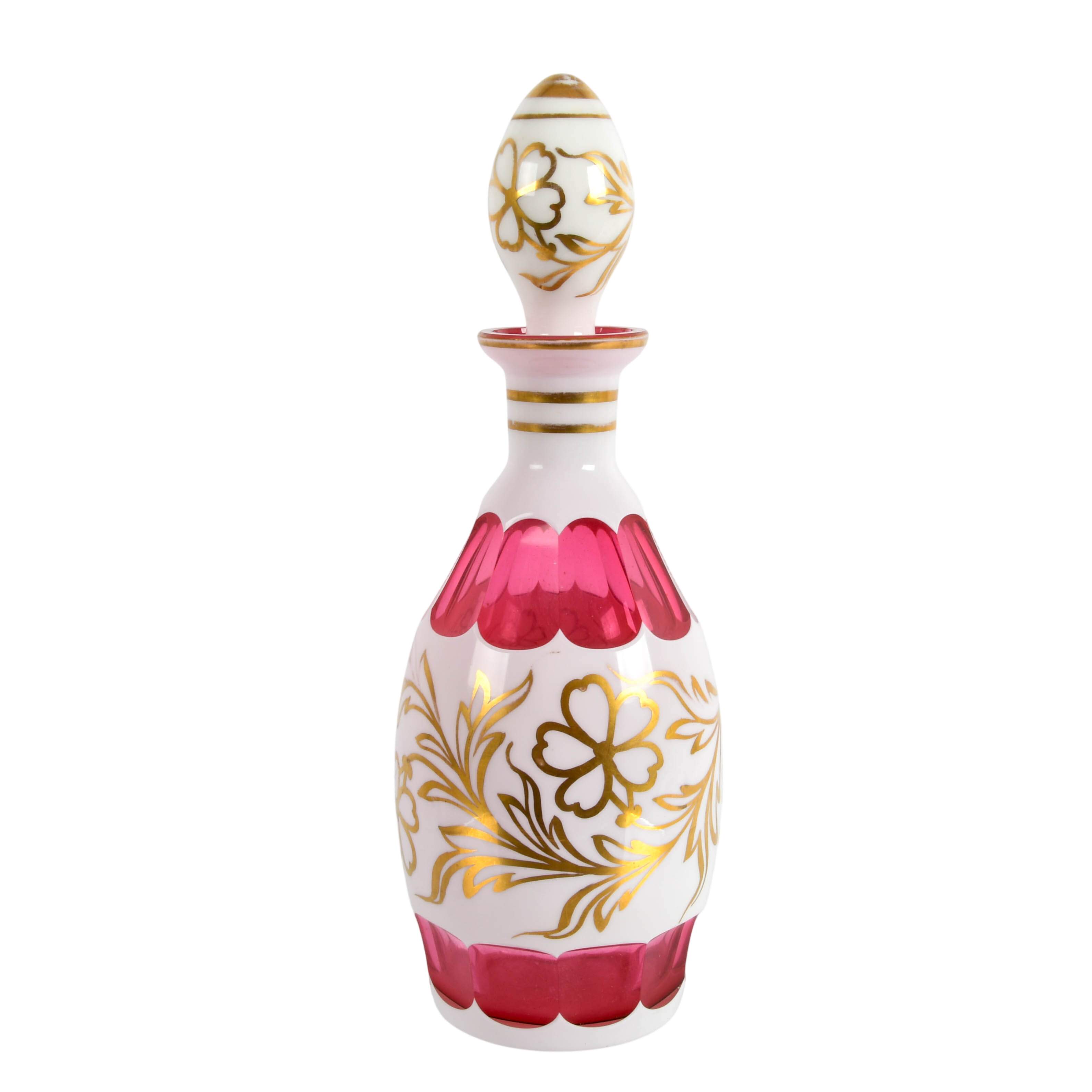Antique Bohemian Glass Set of Perfume Atomizer and Decanter-3