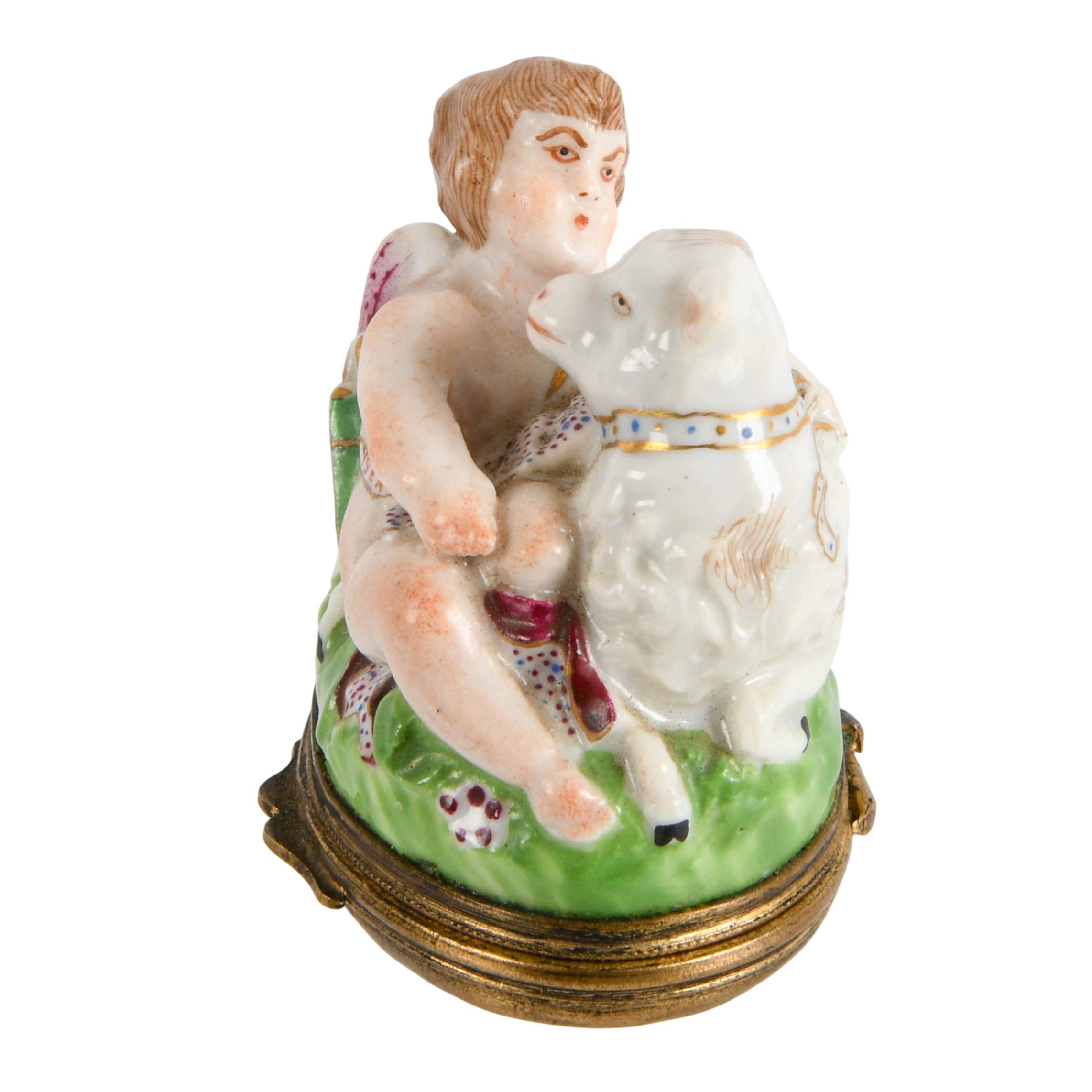19th-Century French Figural Bonbonniere "Patch Box" in the Chelsea-Style-2