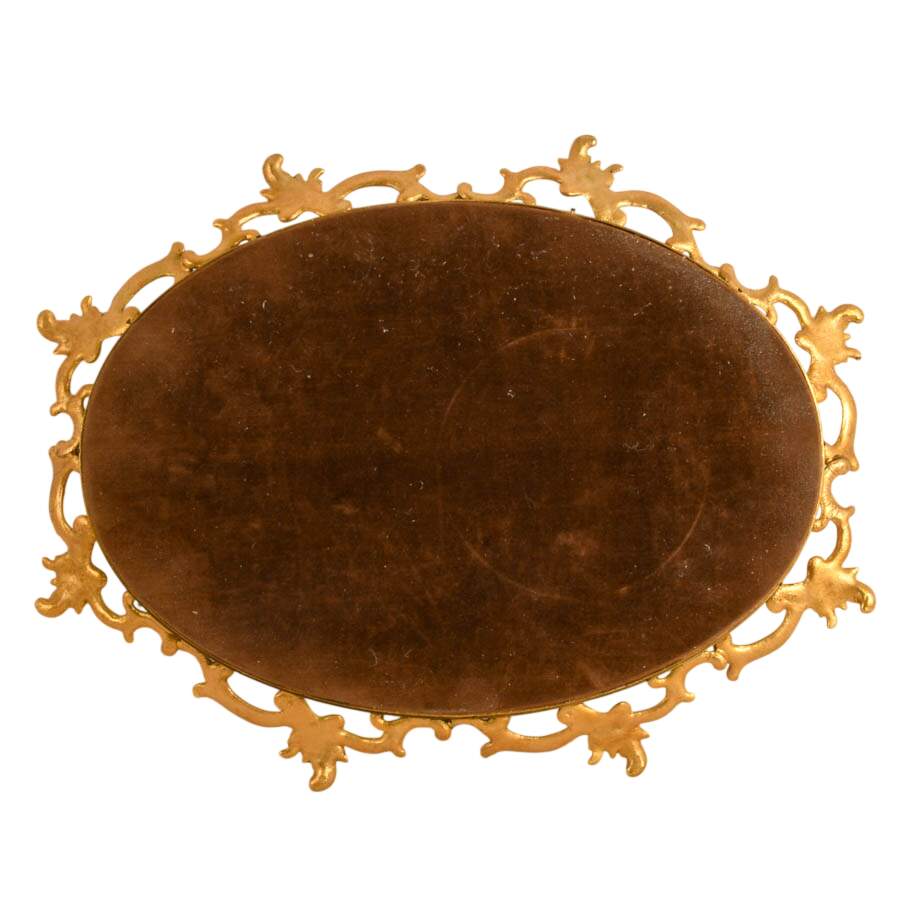 Hollywood Regency-Style Gilt Bronze Oval Vanity Tray-5