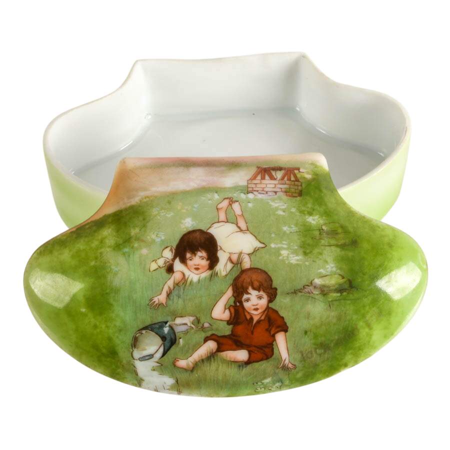 Vintage Royal Bayreuth Jack and Jill Porcelain Clam Shell Box-6