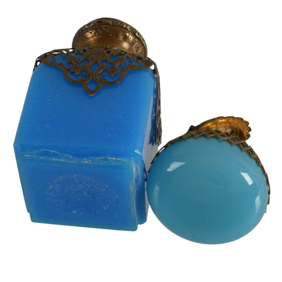 Pair of Antique French Grand Tour Opaline Vanity Bottles-7